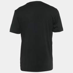 Pre Owned Fendi Black FF Rhinestone Applique Jersey T-Shirt XXL