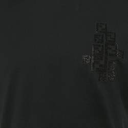 Pre Owned Fendi Black FF Rhinestone Applique Jersey T-Shirt XXL
