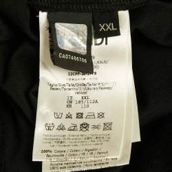 Pre Owned Fendi Black FF Rhinestone Applique Jersey T-Shirt XXL