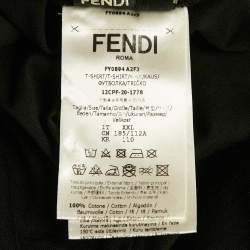 Pre Owned Fendi Black FF Rhinestone Applique Jersey T-Shirt XXL