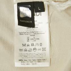 Pre Owned Fendi Cream Logo Embroidered Jersey T-Shirt L