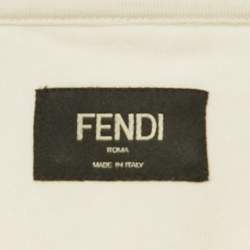 Pre Owned Fendi Cream Logo Embroidered Jersey T-Shirt L