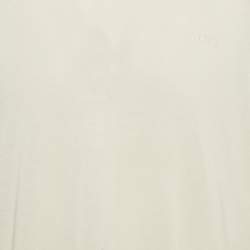 Pre Owned Fendi Cream Logo Embroidered Jersey T-Shirt L