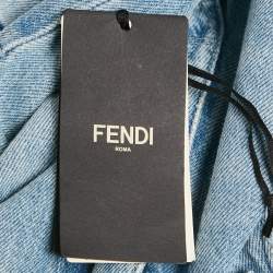Pre Owned Fendi Blue Zucca Applique Denim Slim Fit Jeans S/Waist 29"