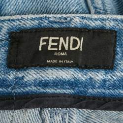 Pre Owned Fendi Blue Zucca Applique Denim Slim Fit Jeans S/Waist 29"