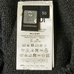 مملوكة مسبقًا Fendi Grey Bulb Embossed Rib Knit Crewneck Sweater L