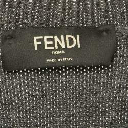 مملوكة مسبقًا Fendi Grey Bulb Embossed Rib Knit Crewneck Sweater L