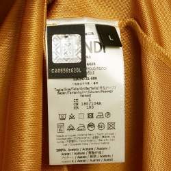 مملوكة مسبقًا تي شيرت فنـدي أسود بأكمام FF مطبقة جيرسيه مزدوج مقاس كبير (لارج)