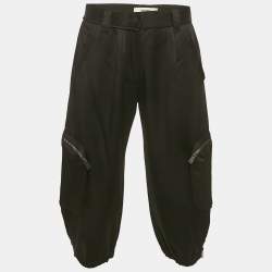 مملوكة مسبقًا Fendi Black Satin Zip Detail Cargo Pants XS 