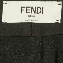 مملوكة مسبقًا Fendi Black Satin Zip Detail Cargo Pants XS 