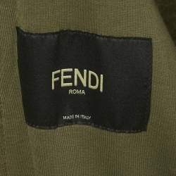 Pre Owned Fendi Green Monster Eyes Neoprene Zip-Up Jacket L