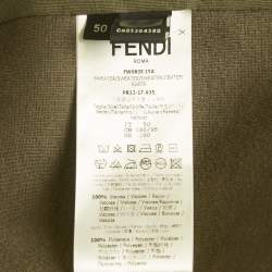 Pre Owned Fendi Green Monster Eyes Neoprene Zip-Up Jacket L