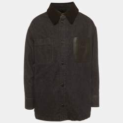 Pre Owned Fendi Blue Shearling Trim Denim Jacket XL