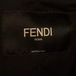 Pre Owned جاكيت فيندي دنيم أزرق مع حواف شيرلينج مقاس كبير جداً (اكس لارج)