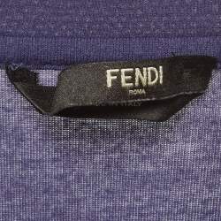 مملوكة مسبقًا Fendi Blue Logo Applique Jersey T-Shirt L
