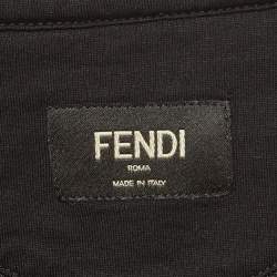 Pre Owned تي شيرت فندي جيرسي مرصع بأحجار الراين أسود مقاس كبير (لارج)