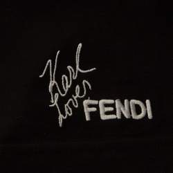 Pre Owned تي شيرت فندي جيرسي مرصع بأحجار الراين أسود مقاس كبير (لارج)