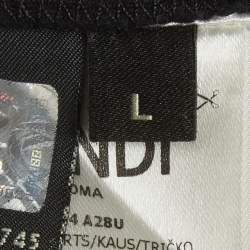 Pre Owned تي شيرت فندي أسود بتطريز شعار أف أف قماش جيرسي مقاس كبير جداً