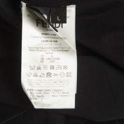 Pre Owned تي شيرت فندي أسود بتطريز شعار أف أف قماش جيرسي مقاس كبير جداً