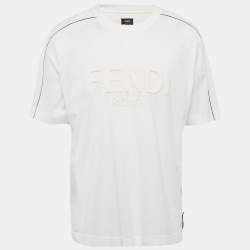 Pre Owned Fendi Roma White Jersey Embossed Logo T-Shirt XL