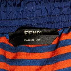 Pre Owned شورت سباحة فيندي نايلون بترقيع شعار فيندي أزرق كحلي مقاس صغير