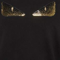 مملوكة مسبقًا Fendi Black Monster Eye Sequin Cashmere Knit Sweater XXL