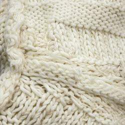 Pre Owned بلوفر فندي قطني كتان نايلون مقاس 46 أبيض