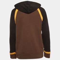 مملوكة مسبقًا Fendi Black Knit Logo Tape Detail Hooded Jacket L