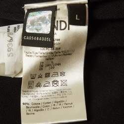 مملوكة مسبقًا Fendi Black Knit Logo Tape Detail Hooded Jacket L
