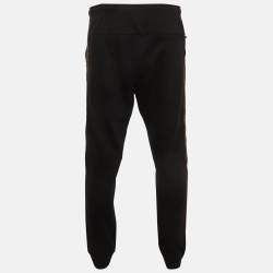 Pre Owned Fendi Black Cotton Knit Logo Tape Detail Joggers XL