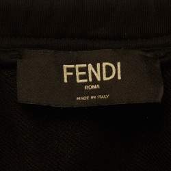 Pre Owned Fendi Black Cotton Knit Logo Tape Detail Joggers XL