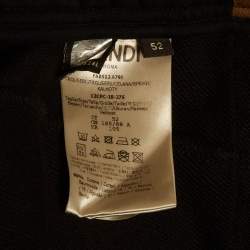 Pre Owned Fendi Black Cotton Knit Logo Tape Detail Joggers XL