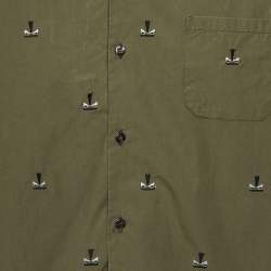 مملوكة مسبقًا قميص فندي قطني مطرز أخضر بولينغ مقاس كبير - لارج