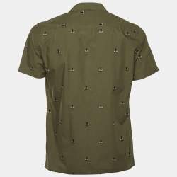 مملوكة مسبقًا قميص فندي قطني مطرز أخضر بولينغ مقاس كبير - لارج