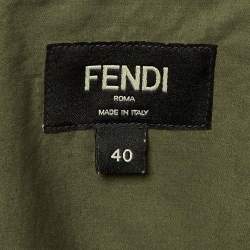 مملوكة مسبقًا قميص فندي قطني مطرز أخضر بولينغ مقاس كبير - لارج