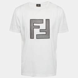 مملوكة مسبقًا Fendi White FF Logo Jersey Short Sleeve T-Shirt XXL 