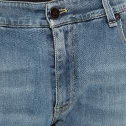 Pre Owned Fendi Indigo Light Wash Faded Effect Denim Straight Fit Jeans M