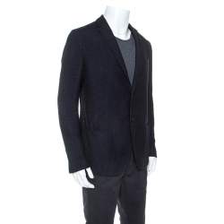 Fendi Navy Blue Wool Blend Unstructured Knitted Blazer XL