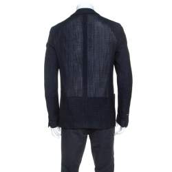 Fendi Navy Blue Wool Blend Unstructured Knitted Blazer XL