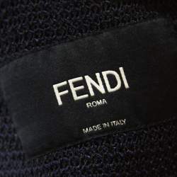 Fendi Navy Blue Wool Blend Unstructured Knitted Blazer XL