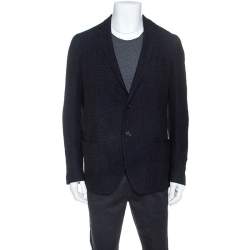 Fendi Navy Blue Wool Blend Unstructured Knitted Blazer XL
