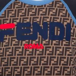Fendi Multicolor Monogram Print Jersey Logo Applique Sweatshirt XL