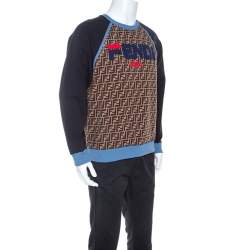Fendi Multicolor Monogram Print Jersey Logo Applique Sweatshirt XL