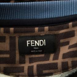 Fendi Multicolor Monogram Print Jersey Logo Applique Sweatshirt XL