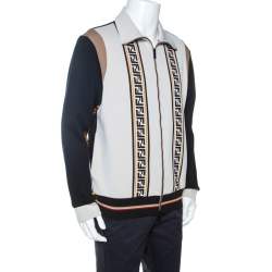Fendi Black Logo print Knit Zip Front Jacket L