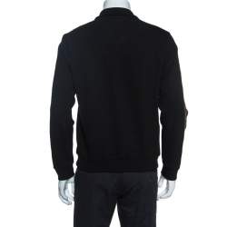 Pre Owned Fendi Black Knit Sleeve Logo Tape Detail Zip Front Jacket M