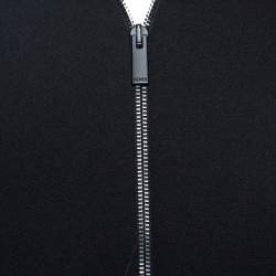 Pre Owned Fendi Black Knit Sleeve Logo Tape Detail Zip Front Jacket M