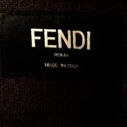Pre Owned Fendi Brown Wool Blend Logo Tape Trim Hooded Sweatshirt M