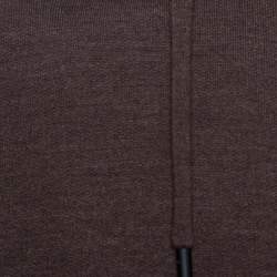 Pre Owned Fendi Brown Wool Blend Logo Tape Trim Hooded Sweatshirt M
