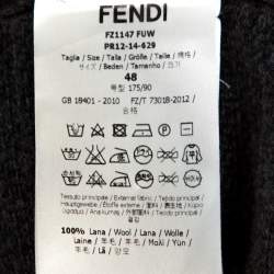 Fendi Grey Zucca Monogram Pattern Wool Button Front Cardigan M